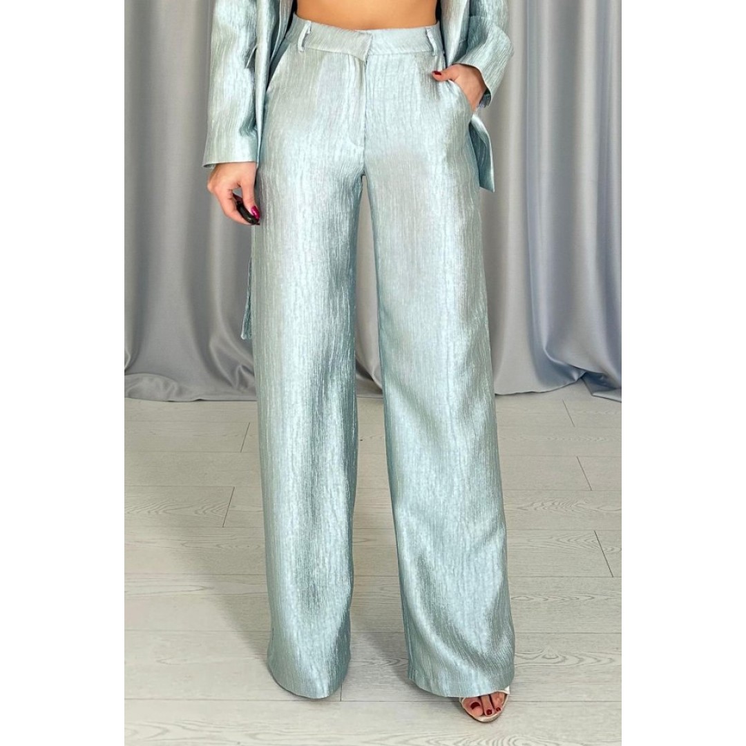 Mint Beli Kuşaklı Ceket Ve Pantolon Parlak Takım 157352