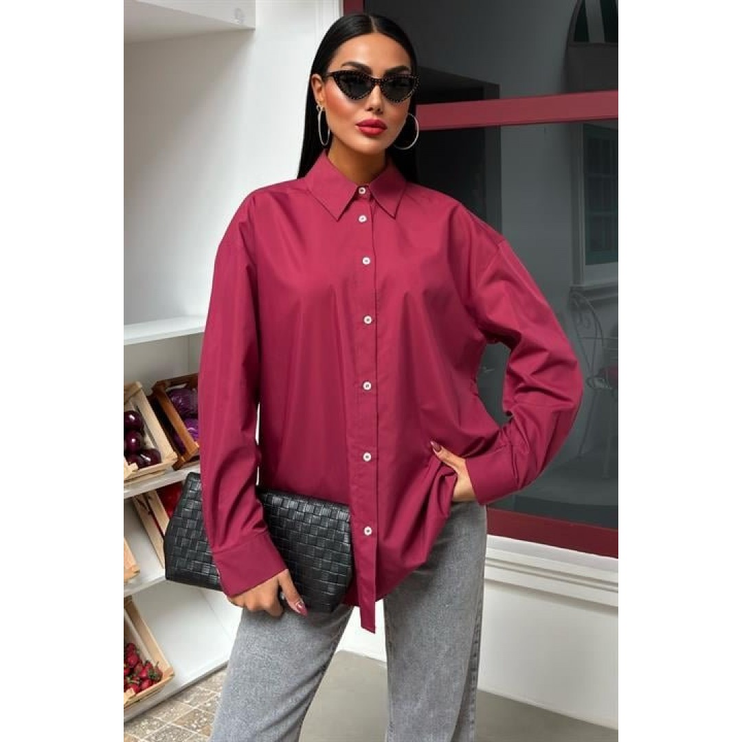 Klasik Oversize Poplin Gömlek 3421 158453
