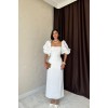 Beyaz İşlemeli Kolu Garnili Elbise - 161092 Beyaz İşlemeli Kolu Garnili Elbise - 161092