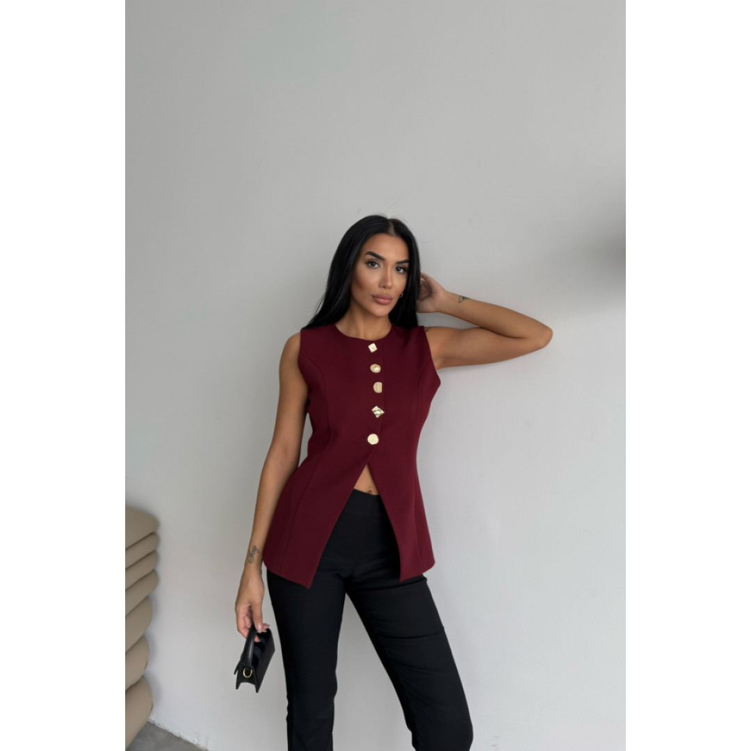 GOLD DÜĞME DETAYLI YELEK - Bordo 154170 GOLD DÜĞME DETAYLI YELEK - Bordo 154170
