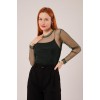 Transparan Yeşil Tül Basic Bluz 148068 Transparan Yeşil Tül Basic Bluz 148068