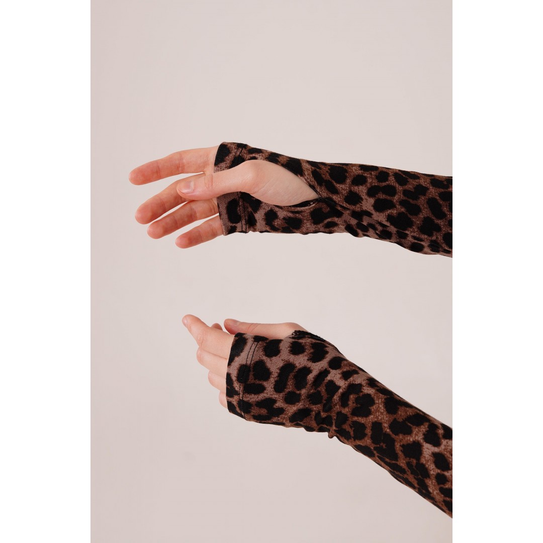 Leopar Desen Basic Bluz 147557