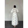 Kahverengi Yakası Çiçek Motifli Kemerli Elbise - 151900 Kahverengi Yakası Çiçek Motifli Kemerli Elbise - 151900