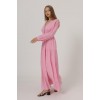 Önü Yarım Düğmeli Uzun Kol Kemerli Elbise - Pembe - 162564 Önü Yarım Düğmeli Uzun Kol Kemerli Elbise - Pembe - 162564