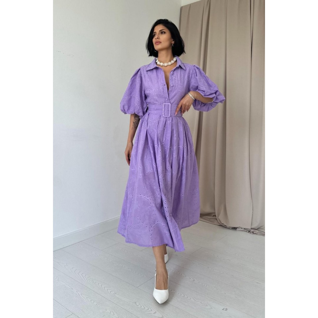Lila Pileli Balkon Elbise 163140 Lila Pileli Balkon Elbise 163140