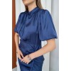 İndigo Büzgülü Saten Elbise - 149079 İndigo Büzgülü Saten Elbise - 149079