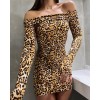 Kadın Madonna Mendil Yaka Leopar Desen Mini Elbise - 133873 Kadın Madonna Mendil Yaka Leopar Desen Mini Elbise - 133873