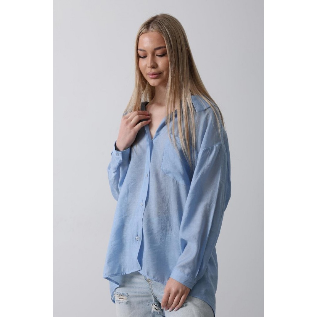 Cepli Oversize Gömlek - Koyu Mavi - 151457