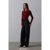 Beli Lastikli Bol Paça Pantolon - Lacivert-Beyaz 154074