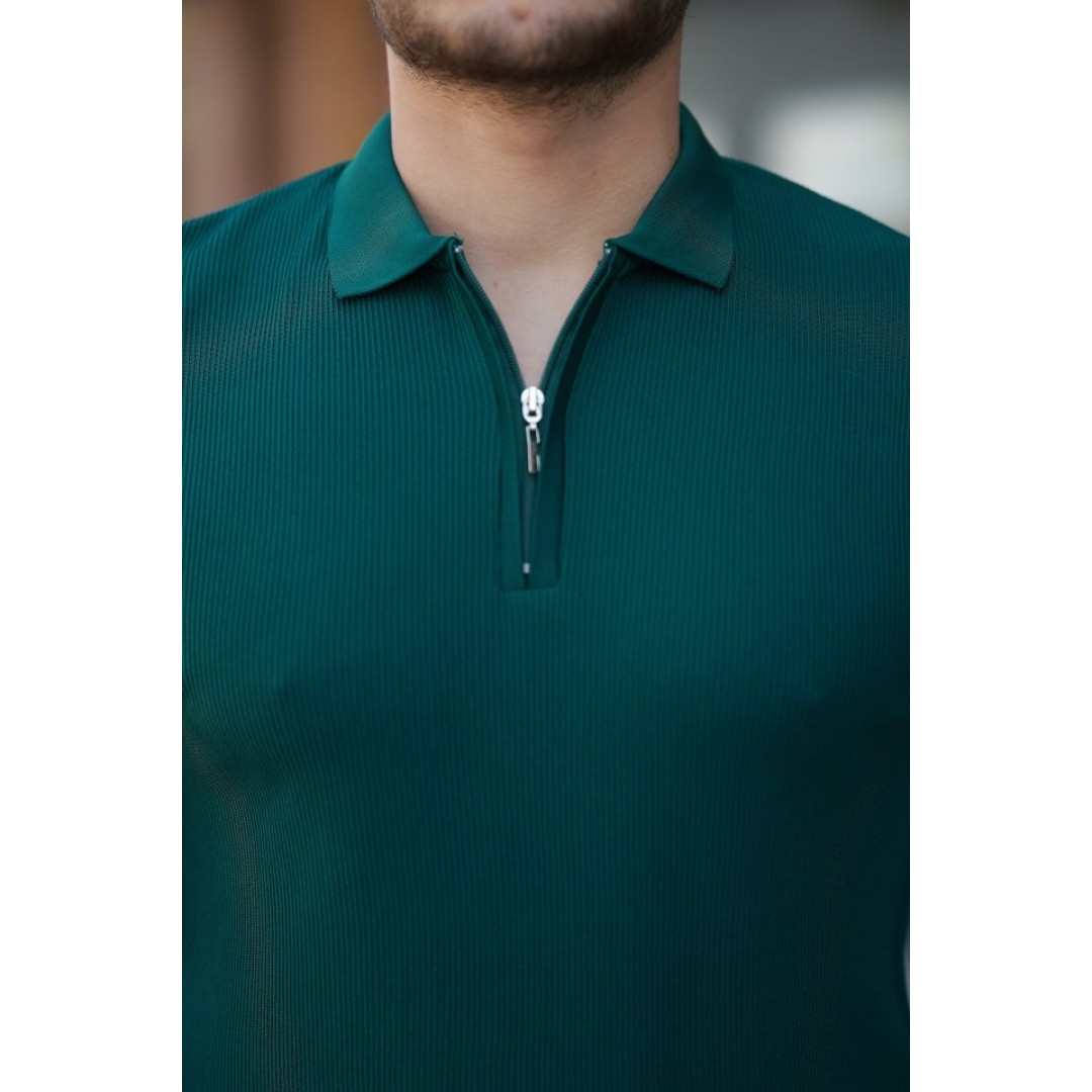 Erkek Fermuarlı Yakalı Kısa Kollu Tshirt 161494