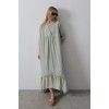 Çizgili Oversize V Yaka Elbise - Haki - 154467 Çizgili Oversize V Yaka Elbise - Haki - 154467