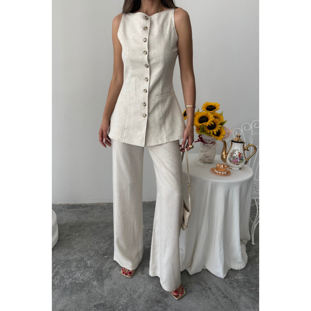 KETEN YELEK - PANTOLON TAKIM - Taş 162431 KETEN YELEK - PANTOLON TAKIM - Taş 162431