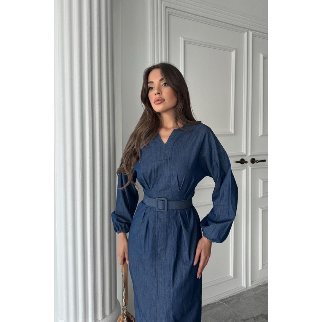 Mavi Tencel Uzun Kollu Elbise - 161532 Mavi Tencel Uzun Kollu Elbise - 161532