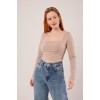 Kare Yaka Basic Krem Bluz - 147546