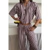 ÇİZGİLİ CROP GÖMLEK - SALAŞ PANTOLON TAKIM MODAL - Bordo 159502