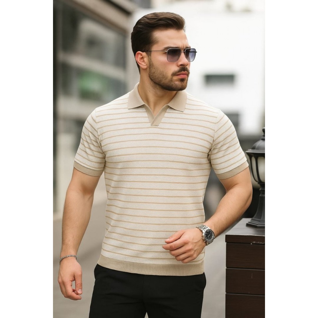 Erkek Kısa Kollu çizgi Desenli örme Kumaş Tshirt 156686 Erkek Kısa Kollu çizgi Desenli örme Kumaş Tshirt 156686