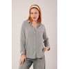 Cep Detay Çizgili Oversize Gri Gömlek - 147352 Cep Detay Çizgili Oversize Gri Gömlek - 147352