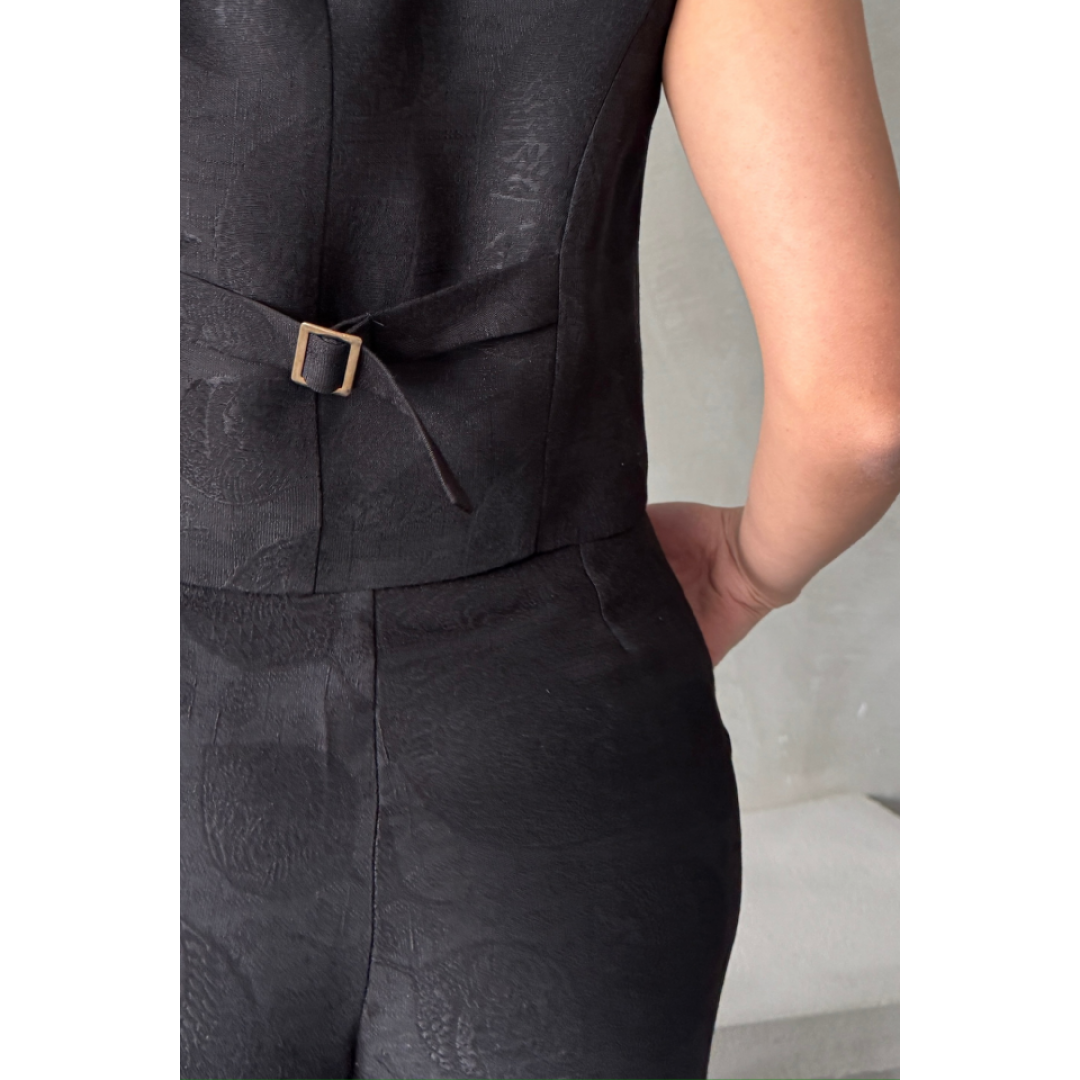 KETEN TEK DÜĞME YELEK-PANTOLON TAKIM - Siyah 153960 KETEN TEK DÜĞME YELEK-PANTOLON TAKIM - Siyah 153960