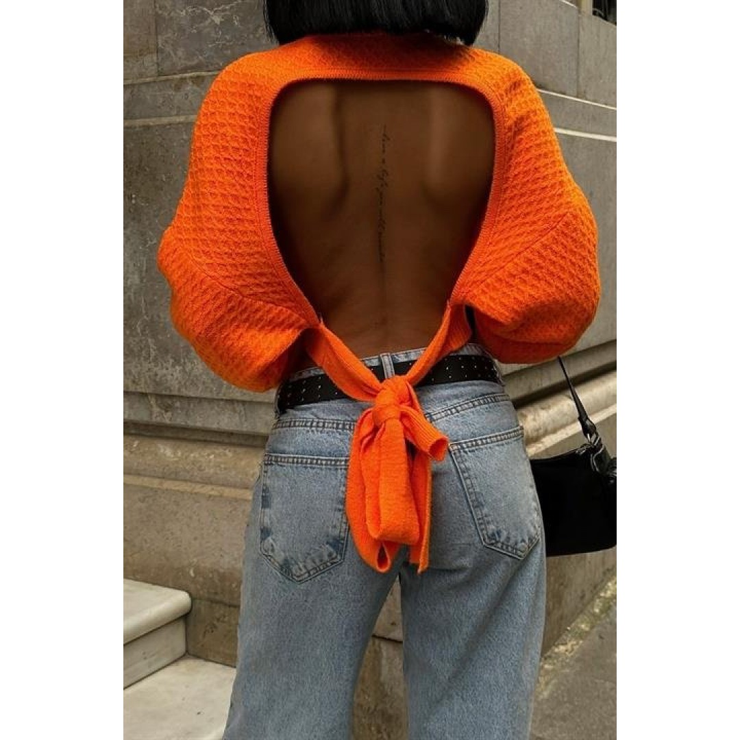 Sabina Sırt Dekolteli Crop Kazak 1270-09 155767 Sabina Sırt Dekolteli Crop Kazak 1270-09 155767