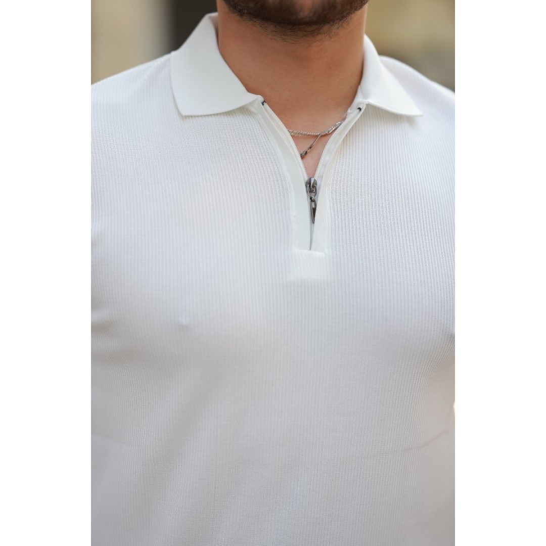 Erkek Fermuarlı Yakalı Kısa Kollu Tshirt - 159164 Erkek Fermuarlı Yakalı Kısa Kollu Tshirt - 159164