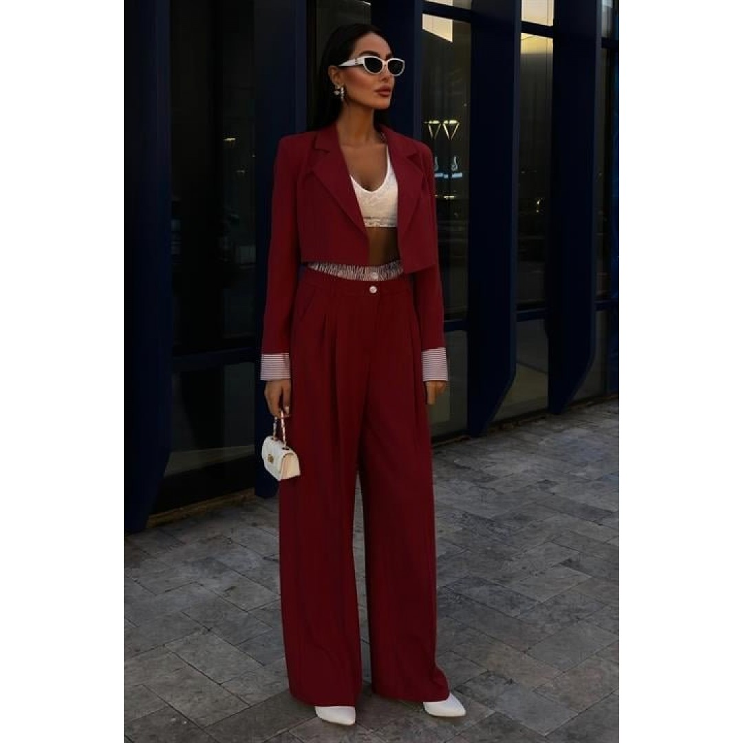 Garni Detaylı Crop Ceketli Takım 10075 158540 Garni Detaylı Crop Ceketli Takım 10075 158540