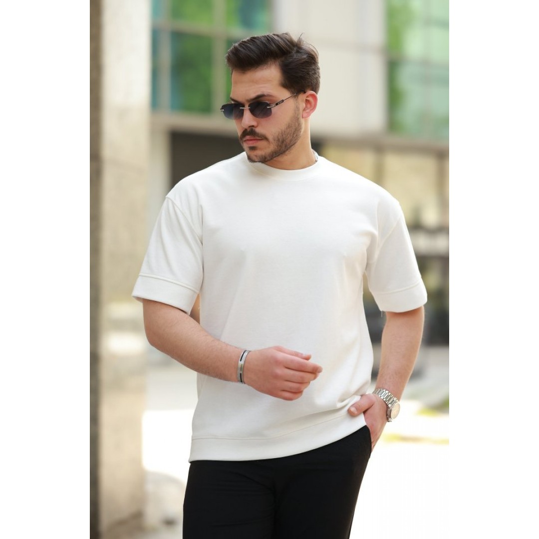 Erkek Basic Oversize Double Face Kumaş Kısa Kollu Tshirt 159144