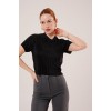 Fitilli Kısa Kollu Parlak Siyah Bluz 149584 Fitilli Kısa Kollu Parlak Siyah Bluz 149584