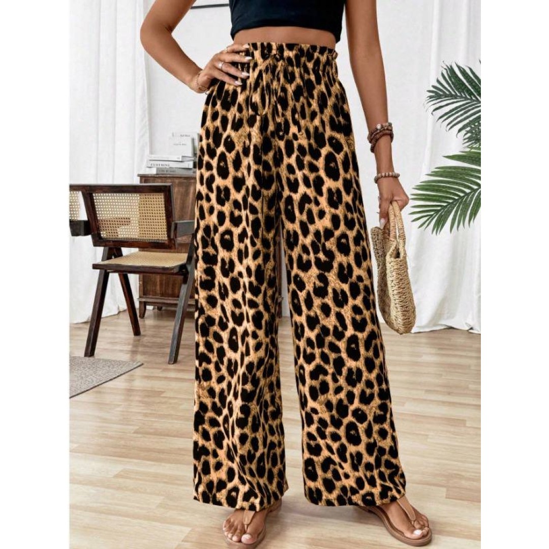 Kadın Süprem Kumaş Beli Lastikli Leopar Desen Pantolon 161420 Kadın Süprem Kumaş Beli Lastikli Leopar Desen Pantolon 161420