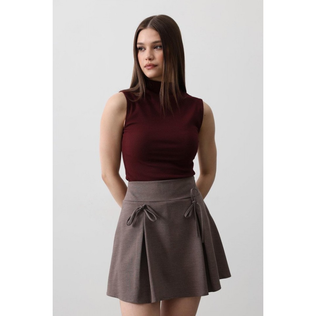 Kurdela Detaylı Mini Etek - Kahve 151573 Kurdela Detaylı Mini Etek - Kahve 151573