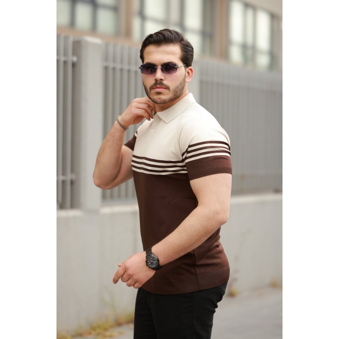 Erkek Yakalı Parça Renk Kısa Kollu T-shirt 160705 Erkek Yakalı Parça Renk Kısa Kollu T-shirt 160705