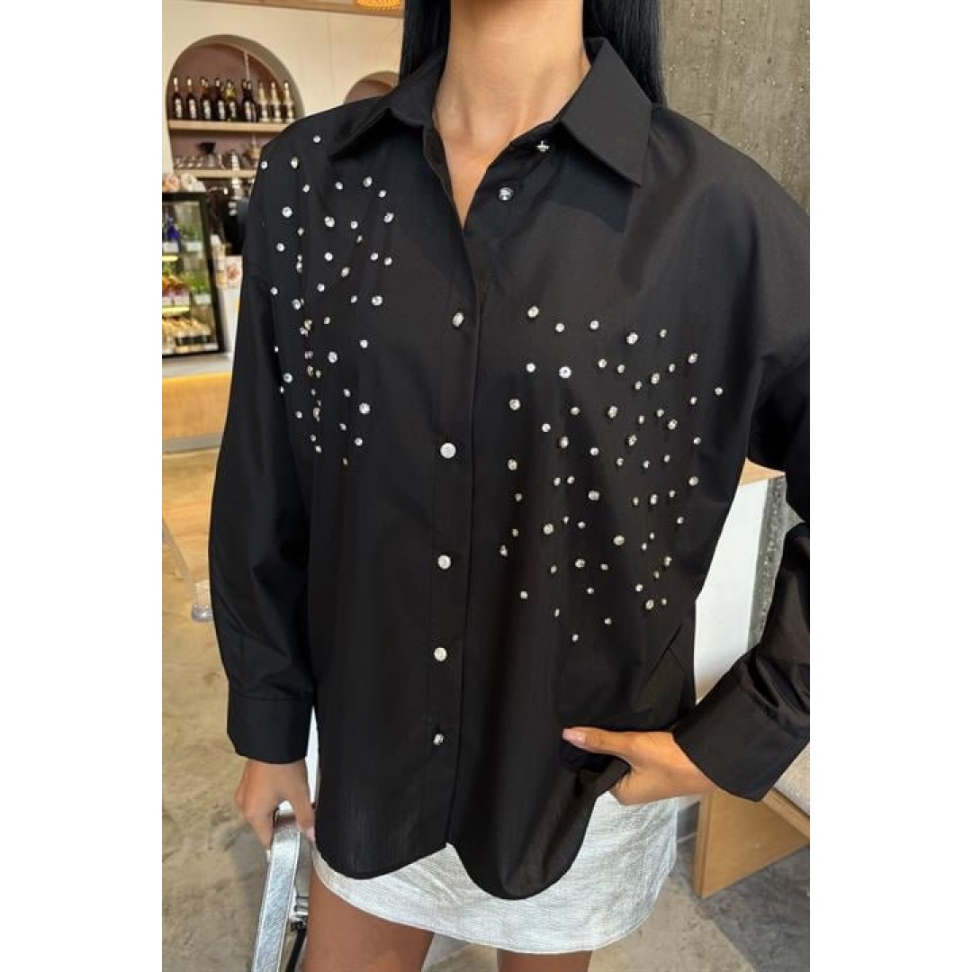 Kristal Taş Çakımlı Poplin Gömlek 3413 158522 Kristal Taş Çakımlı Poplin Gömlek 3413 158522
