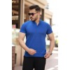 Erkek Hakim Yaka Dokuma Pamuklu Kumaş Kısa Kollu T-shirt 162317