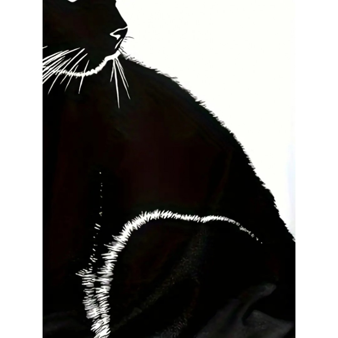 Kadın Uzun Kollu V Yakalı Kedi Baskılı şardonlu Dalgıç Bluz - 134377 Kadın Uzun Kollu V Yakalı Kedi Baskılı şardonlu Dalgıç Bluz - 134377