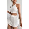 Kadın Sıfır Kol Crop Mini Etek Ikili Triko Takım - 161559 Kadın Sıfır Kol Crop Mini Etek Ikili Triko Takım - 161559