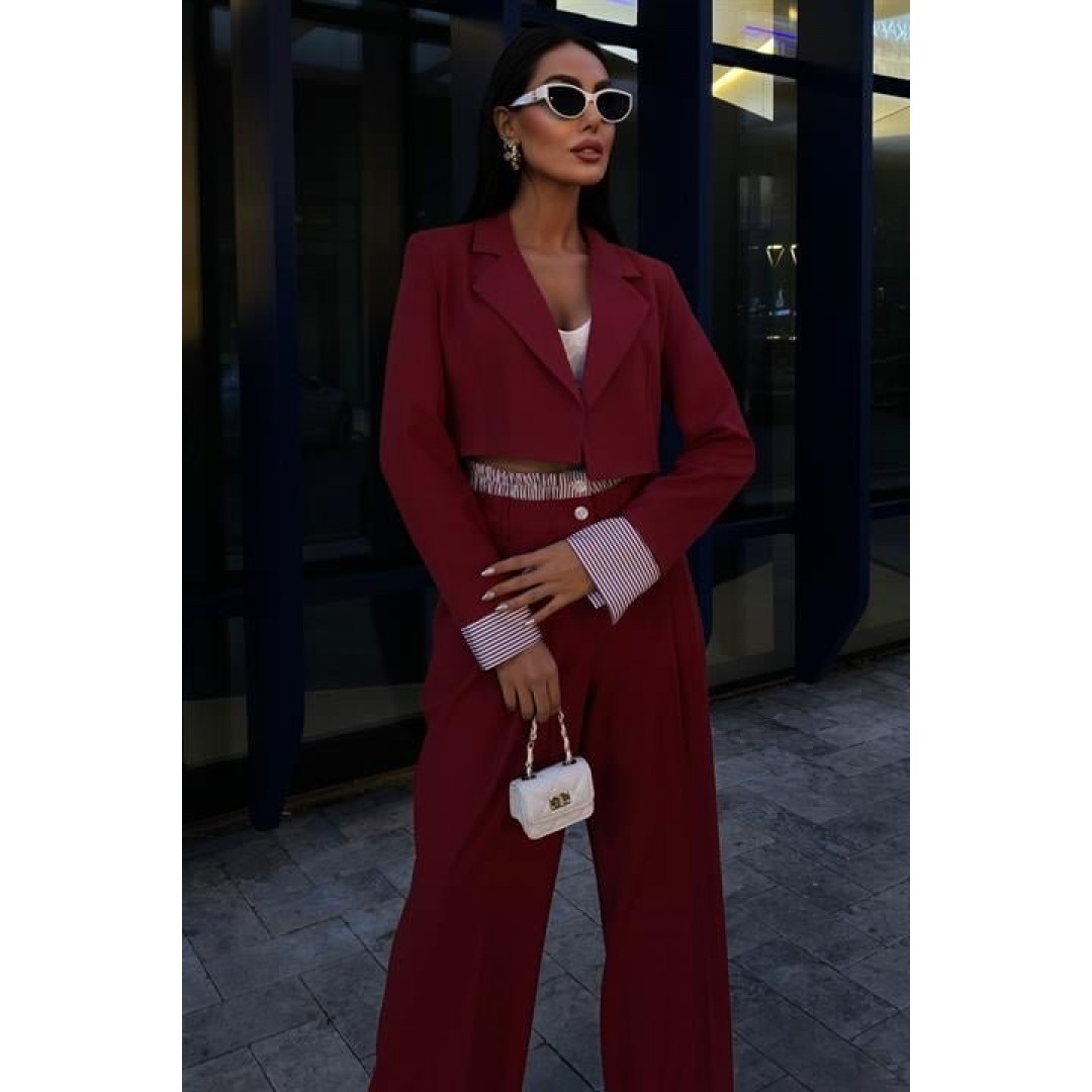 Garni Detaylı Crop Ceketli Takım 10075 158540 Garni Detaylı Crop Ceketli Takım 10075 158540