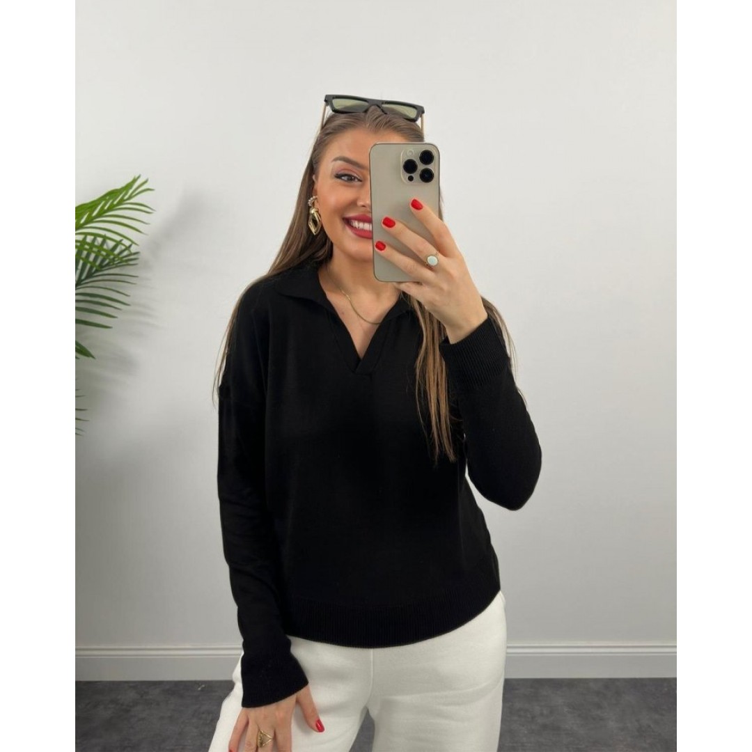 Kadın Beyaz Uzun Kollu Yakalı Triko Bluz 135308 Kadın Beyaz Uzun Kollu Yakalı Triko Bluz 135308