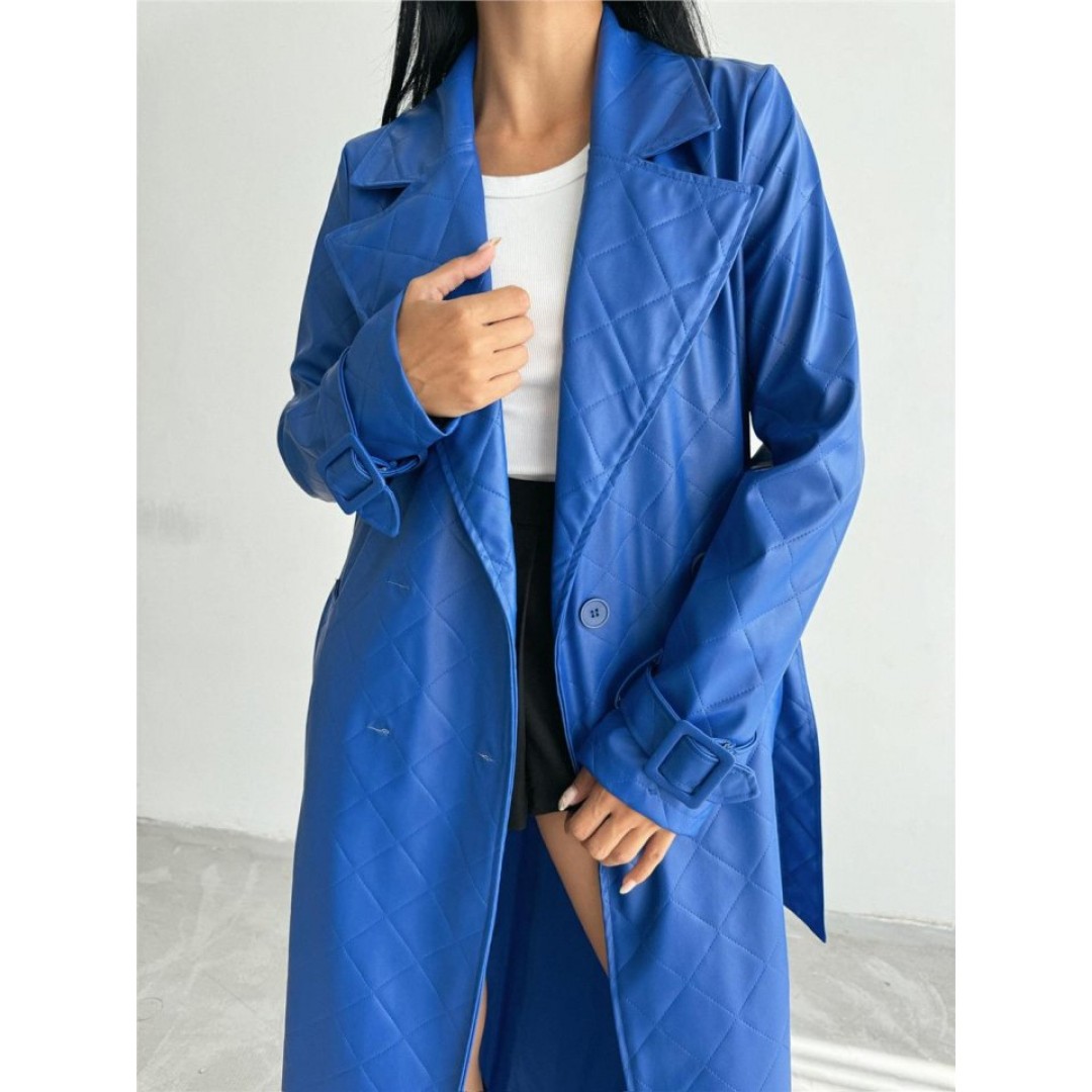 KAPİTONE DERİ TRENCH - Mavi - 152745 KAPİTONE DERİ TRENCH - Mavi - 152745