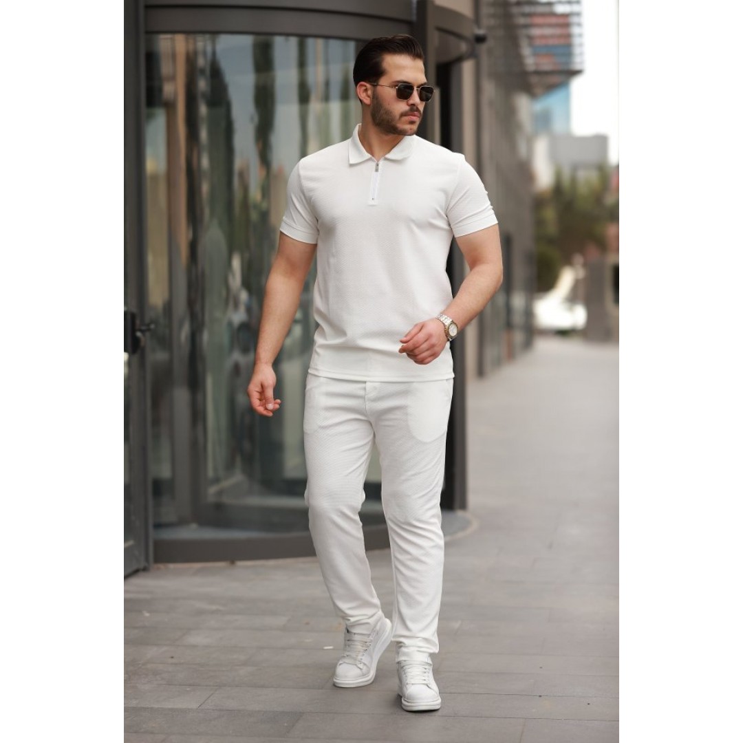 Erkek Yakalı Fermuarlı T-shirt Pantolon Ikili Rahat Takım 160463 Erkek Yakalı Fermuarlı T-shirt Pantolon Ikili Rahat Takım 160463