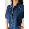 Taş Detaylı Gömlek Şort Denim Takım 10175 159450 Taş Detaylı Gömlek Şort Denim Takım 10175 159450