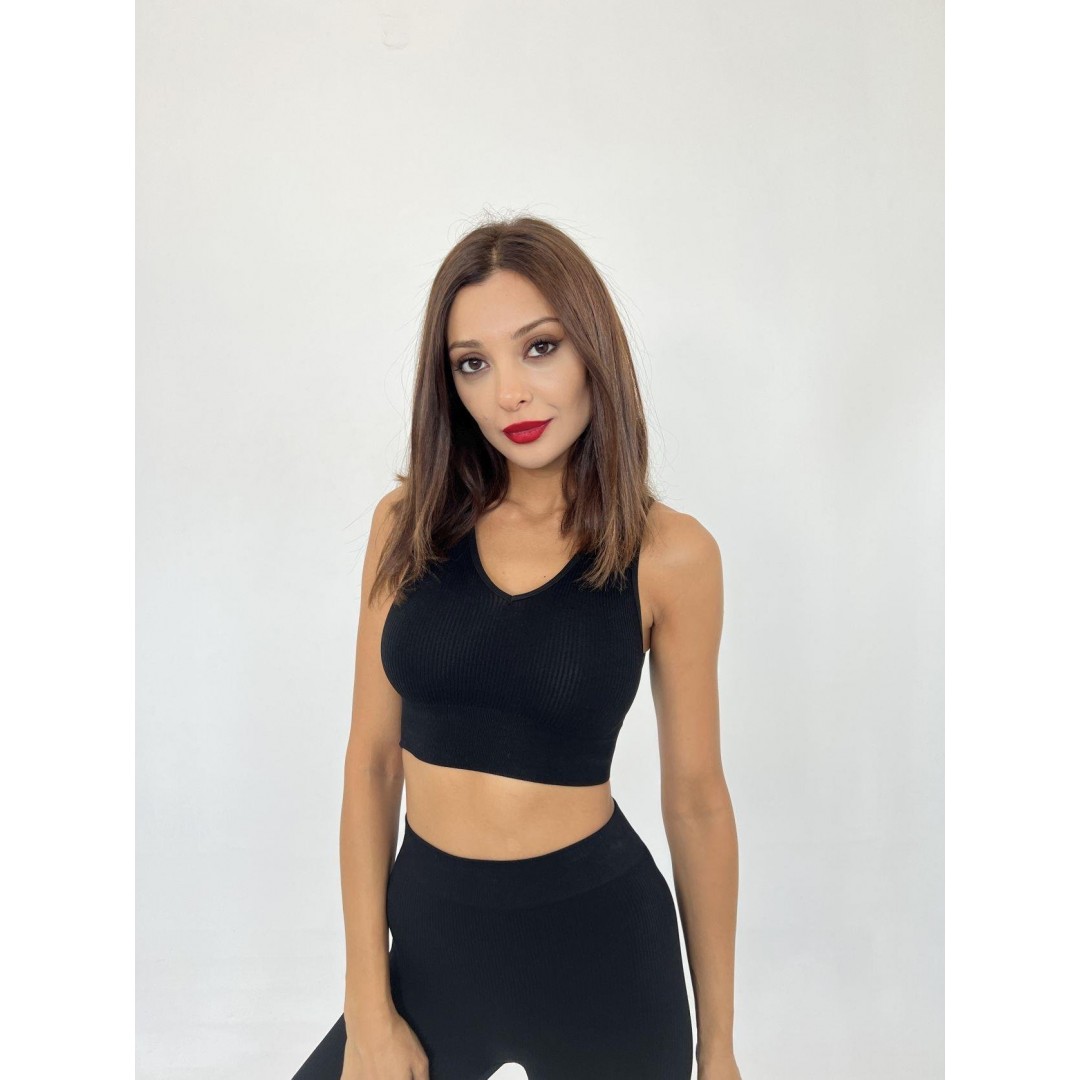 15543 RİPLİ V YAKA BRA-SİYAH 142816