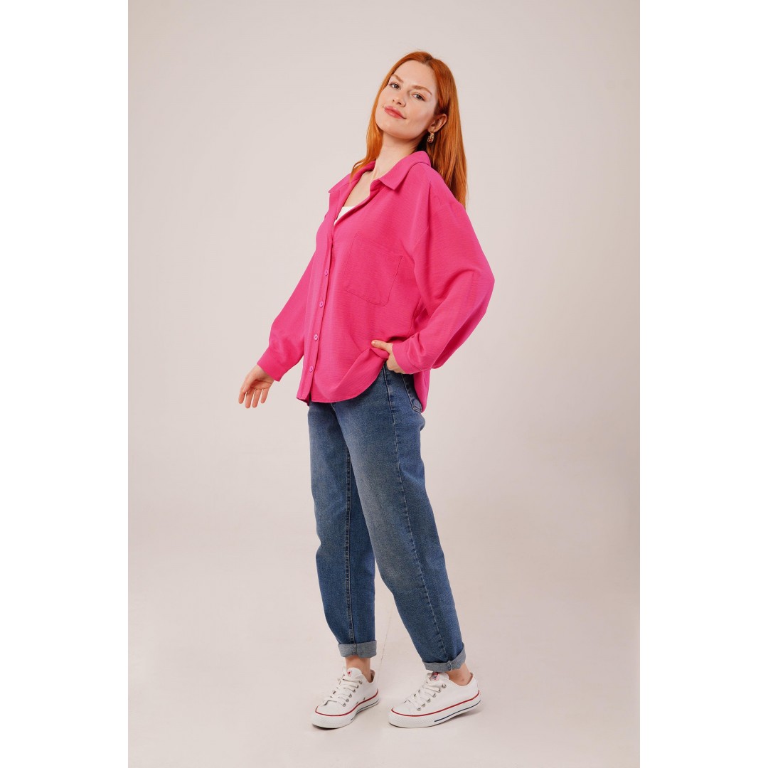 Basic Oversize Fuşya Gömlek - 147318