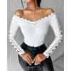 Kadın Uzun Kollu Madonna Yaka Dantel Detaylı Ithal Krep Bluz - 136960 Kadın Uzun Kollu Madonna Yaka Dantel Detaylı Ithal Krep Bluz - 136960
