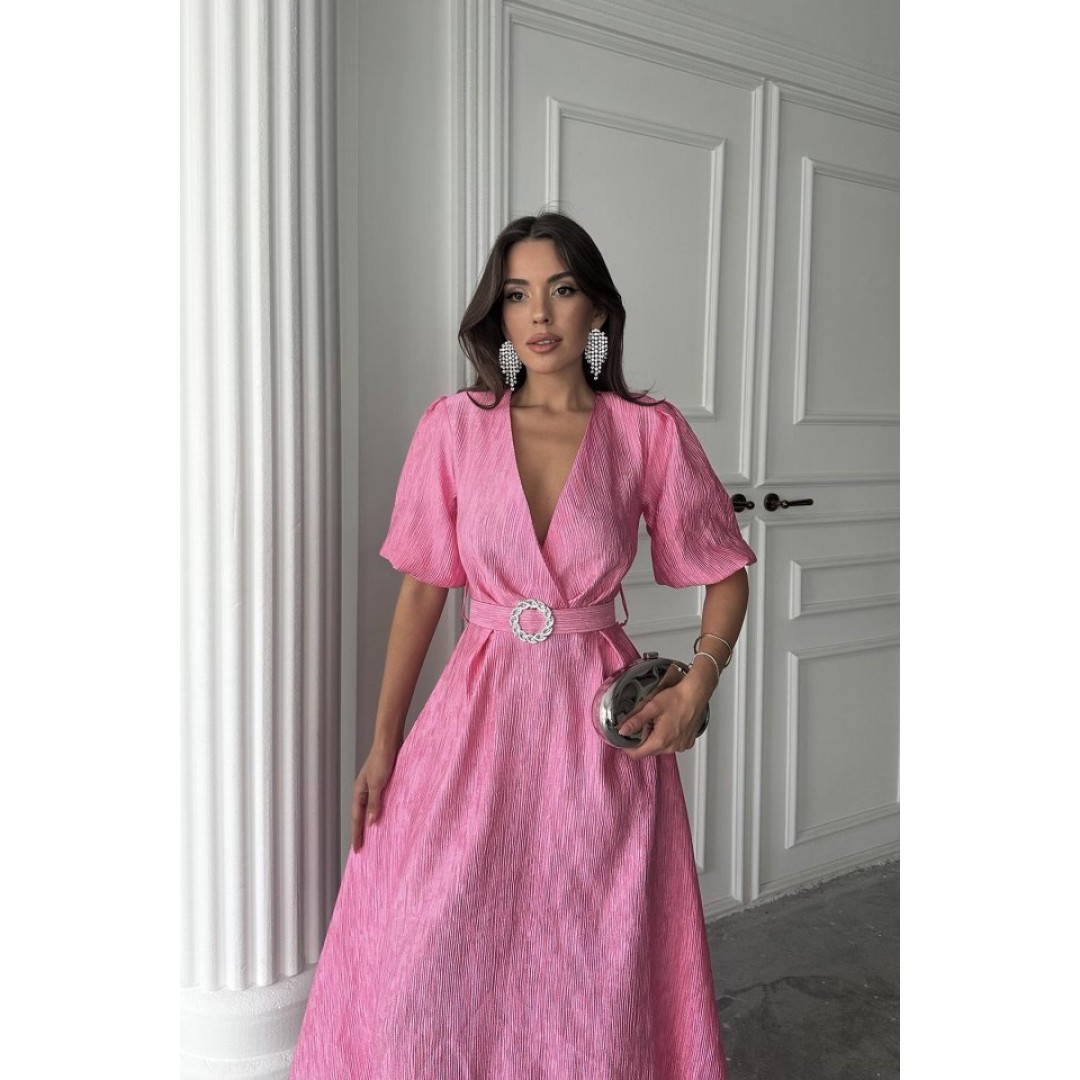 Pembe Işıltılı Kemerli Kruvaze Elbise 163028 Pembe Işıltılı Kemerli Kruvaze Elbise 163028