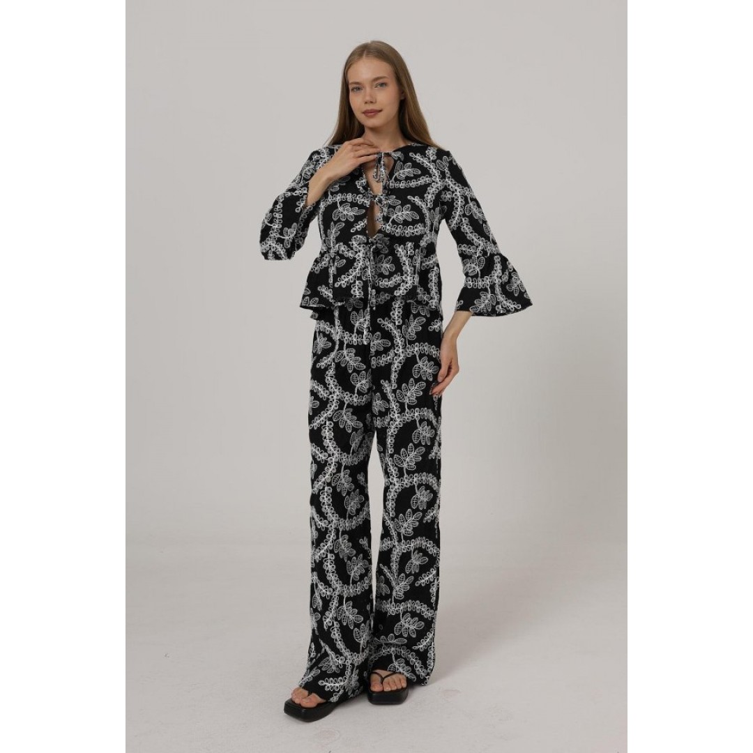 İşlemeli Oversize Pantolon - Siyah 162571 İşlemeli Oversize Pantolon - Siyah 162571