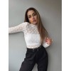 Kadın Likralı Dantel Transparan Uzun Kol Crop Bluz - 156150 Kadın Likralı Dantel Transparan Uzun Kol Crop Bluz - 156150
