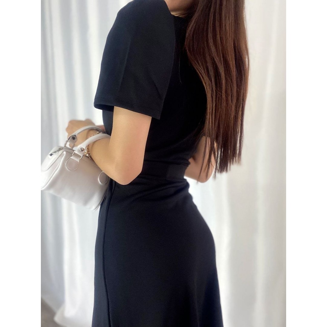 Kadın Kruvaze Yaka Midi Boy Kuşaklı Krep Elbise 120 Cm - 54535 Kadın Kruvaze Yaka Midi Boy Kuşaklı Krep Elbise 120 Cm - 54535