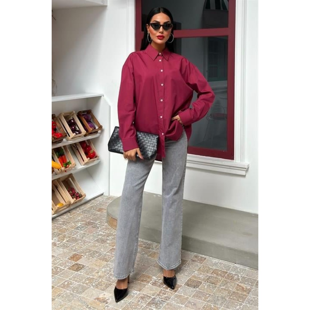 Klasik Oversize Poplin Gömlek 3421 158453