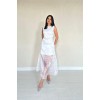 Beyaz Organze Detaylı Atlas Elbise - 154825 Beyaz Organze Detaylı Atlas Elbise - 154825