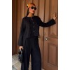 Önü İnce Kordon Detaylı Ve Double Paça Pantolonlu Takım 10180 159420 Önü İnce Kordon Detaylı Ve Double Paça Pantolonlu Takım 10180 159420