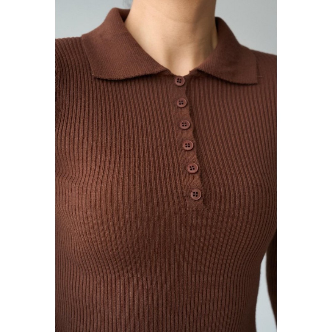 Polo Yaka 6 Düğmeli Kazak - KAHVE 149951